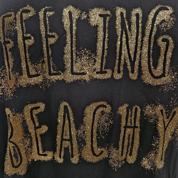 Juicy Couture Black Tank Top with Feeling Beachy Written In Gold Glitter - Picture 2 of 9
